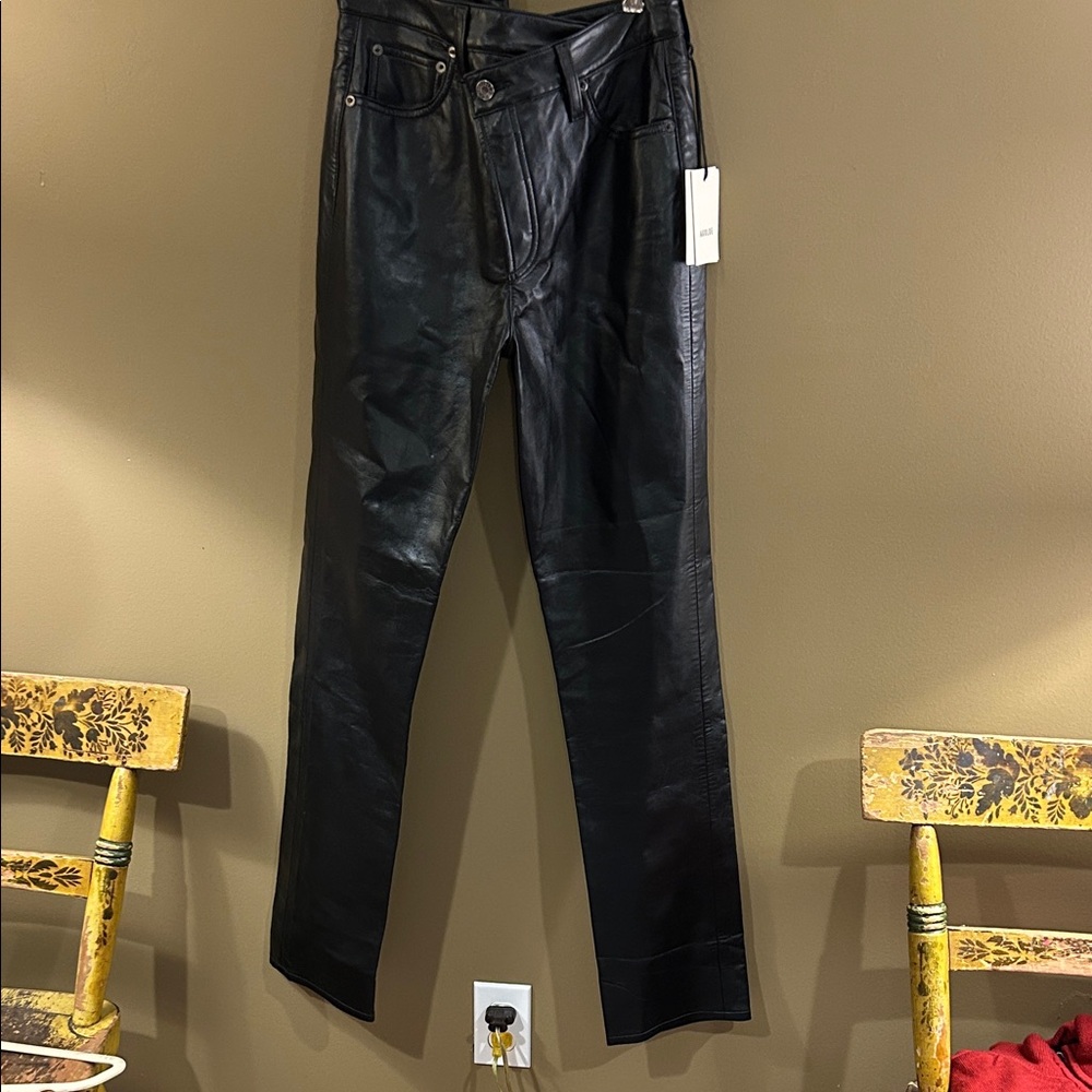 Agolde Women’s Black Straight Recycled Leather Pants